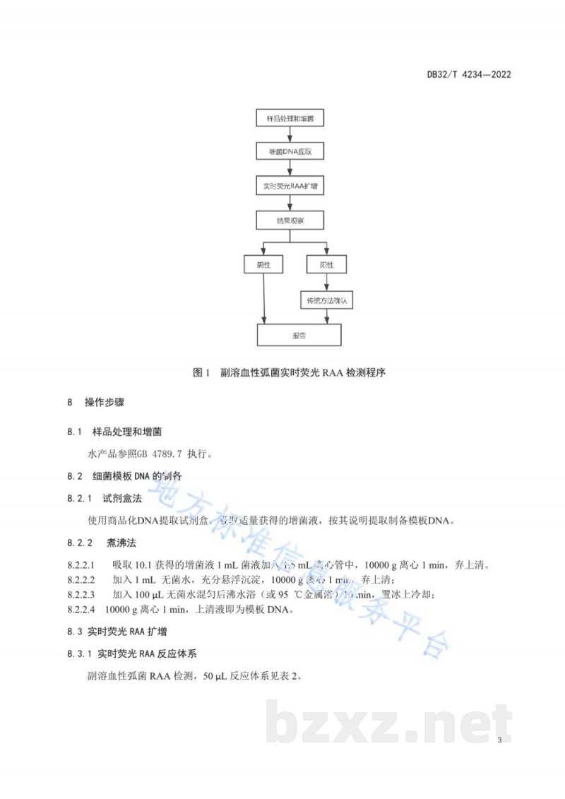 DB32/T 4234-2022水产品中副溶血性弧菌检测 实时荧光重组酶介导链替换核酸扩增法