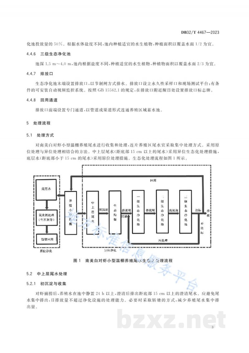 DB32/T 4467-2023南美白对虾小型温棚养殖尾水生态化处理技术规程