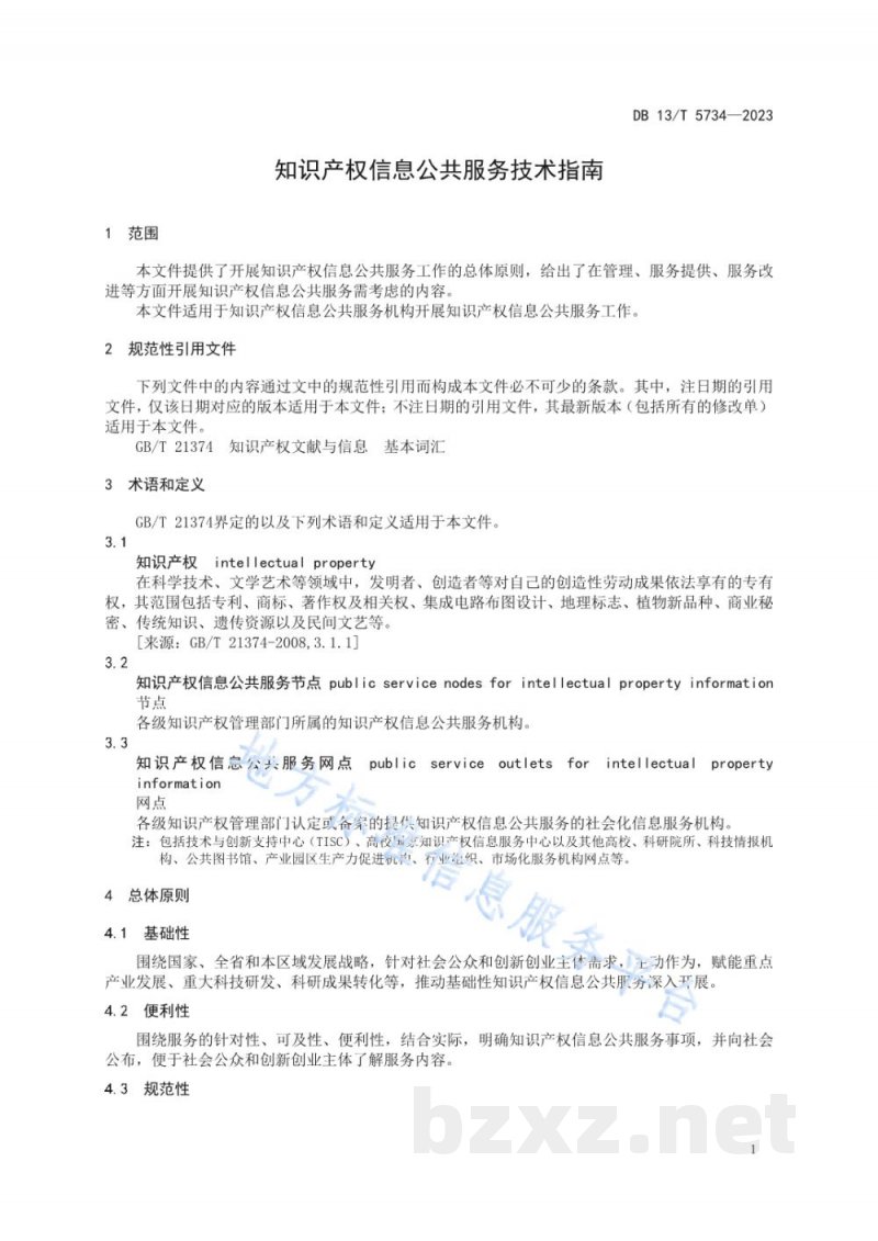 DB13/T 5734-2023知识产权信息公共服务技术指南