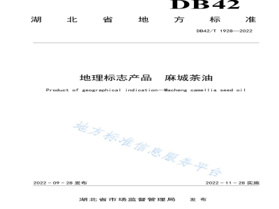 DB42/T 1928-2022地理标志产品 麻城茶油