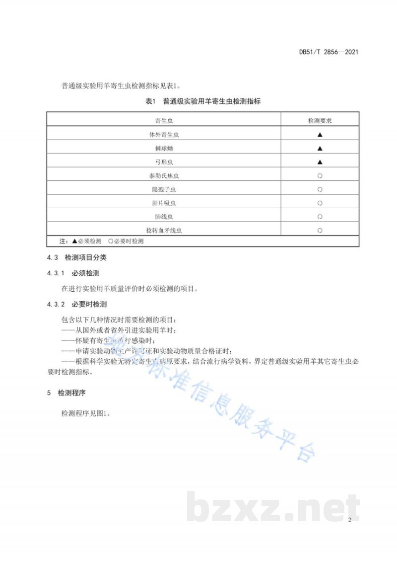 DB51/T 2856-2021普通级实验用羊 寄生虫学监测