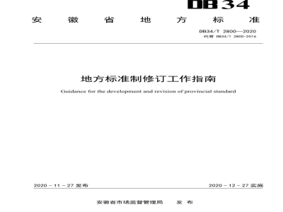 DB34/T 2800-2020地方标准制修订工作指南