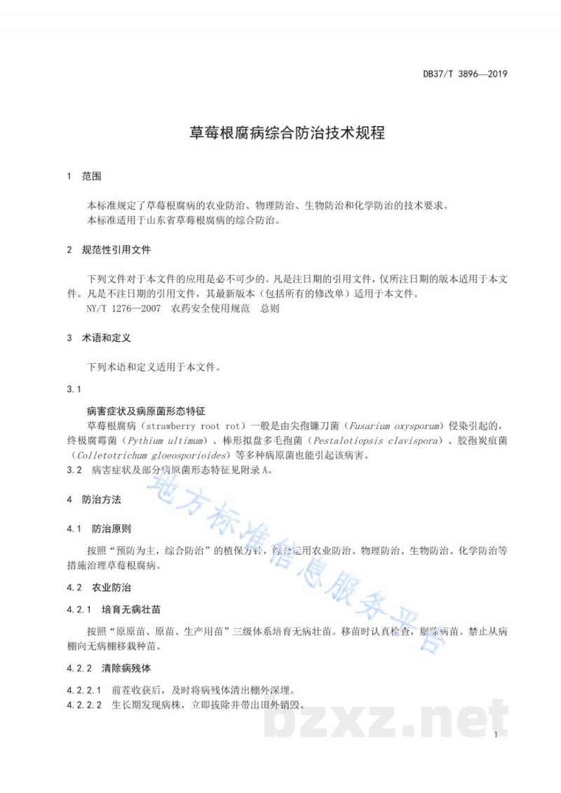DB37/T 3896-2020草莓根腐病综合防治技术规程
