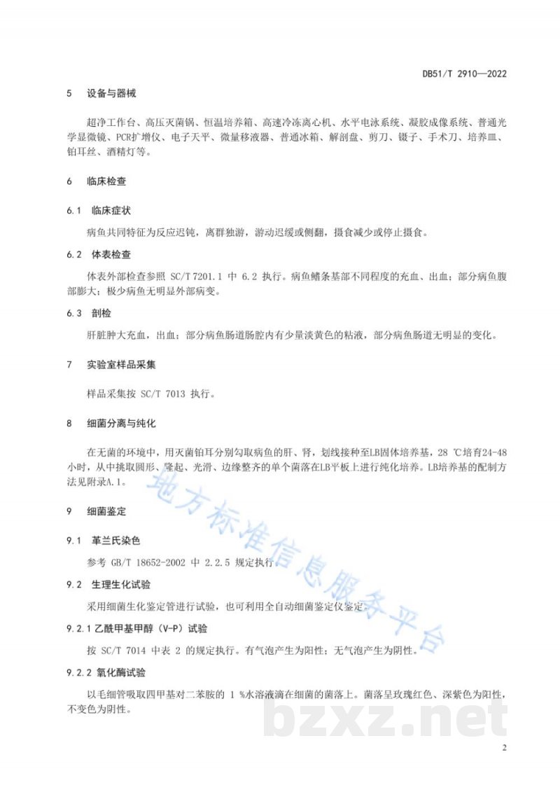 DB51/T 2910-2022鲟鱼类志贺邻单胞菌病诊断技术规程