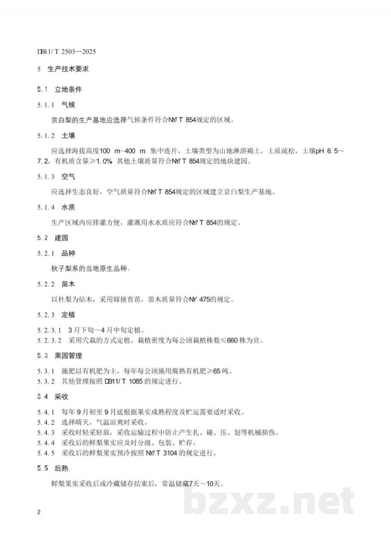 DB11/T 2503-2025地理标志产品质量要求 京白梨