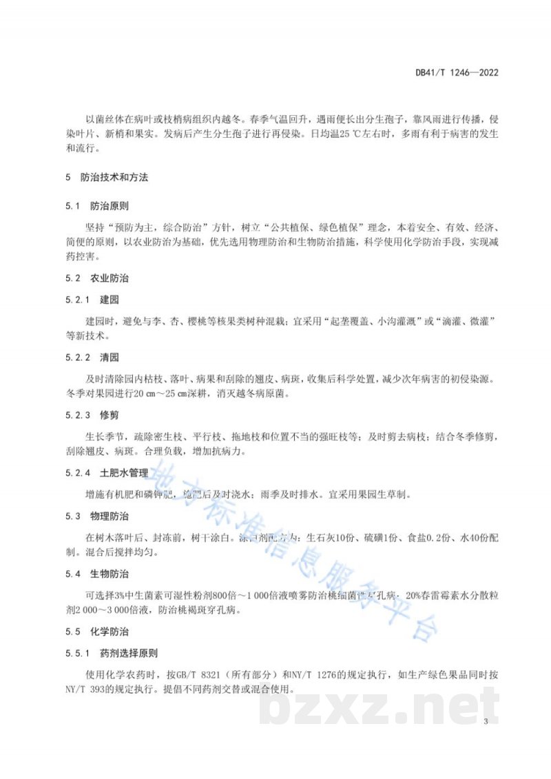 DB41/T 1246-2022桃穿孔病综合防治技术规程