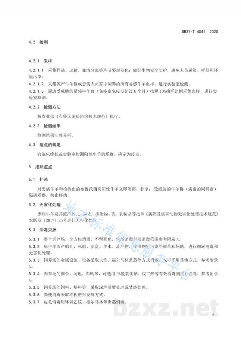 DB37/T 4041-2020牛羊布鲁氏菌病疫点扑灭技术规范