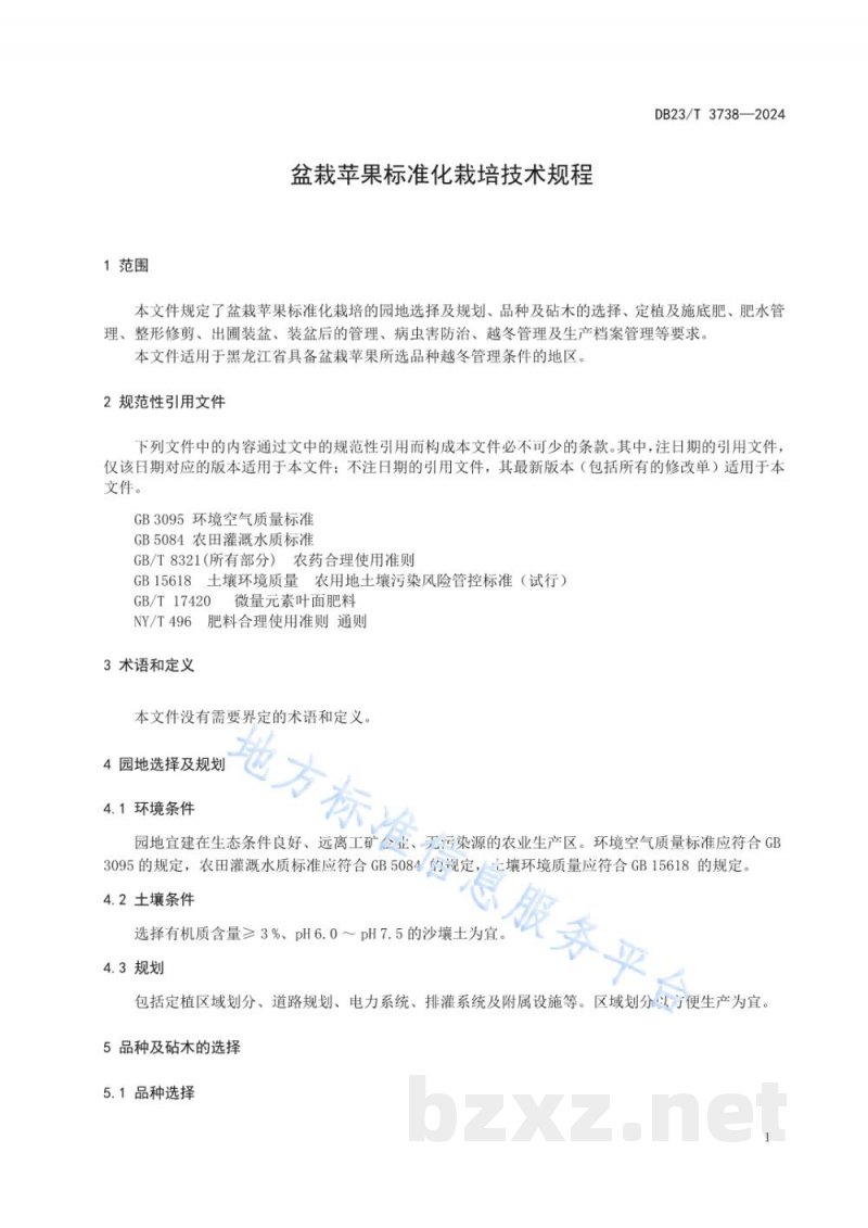 DB23/T 3738-2024盆栽苹果标准化栽培技术规程