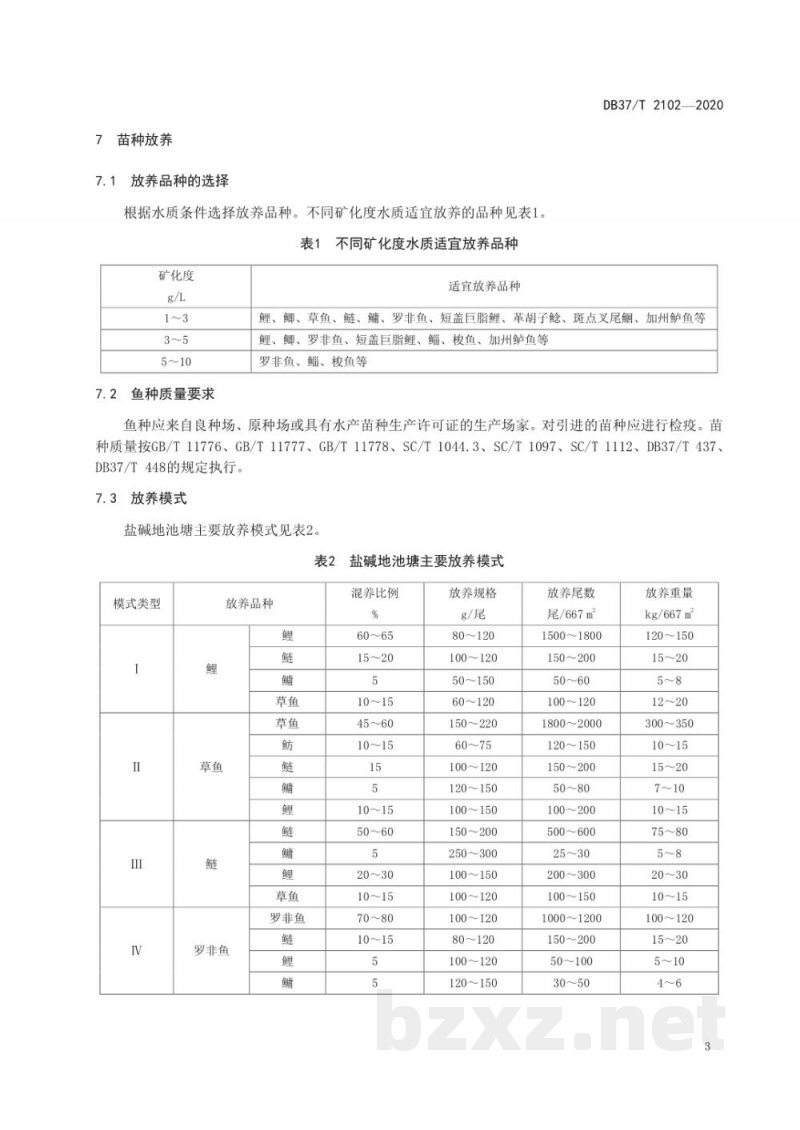 DB37/T 2102-2020盐碱地池塘鱼类养成技术规程