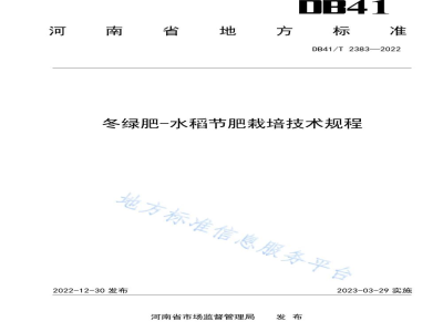 DB41/T 2383-2022冬绿肥-水稻节肥栽培技术规程