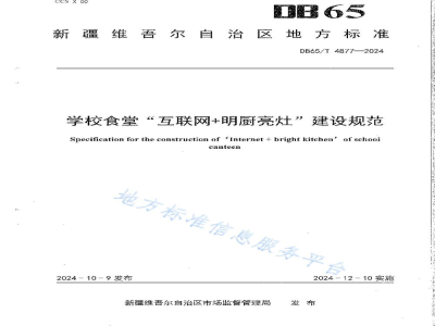 DB65/T 4877-2024学校食堂“互联网+明厨亮灶”建设规范