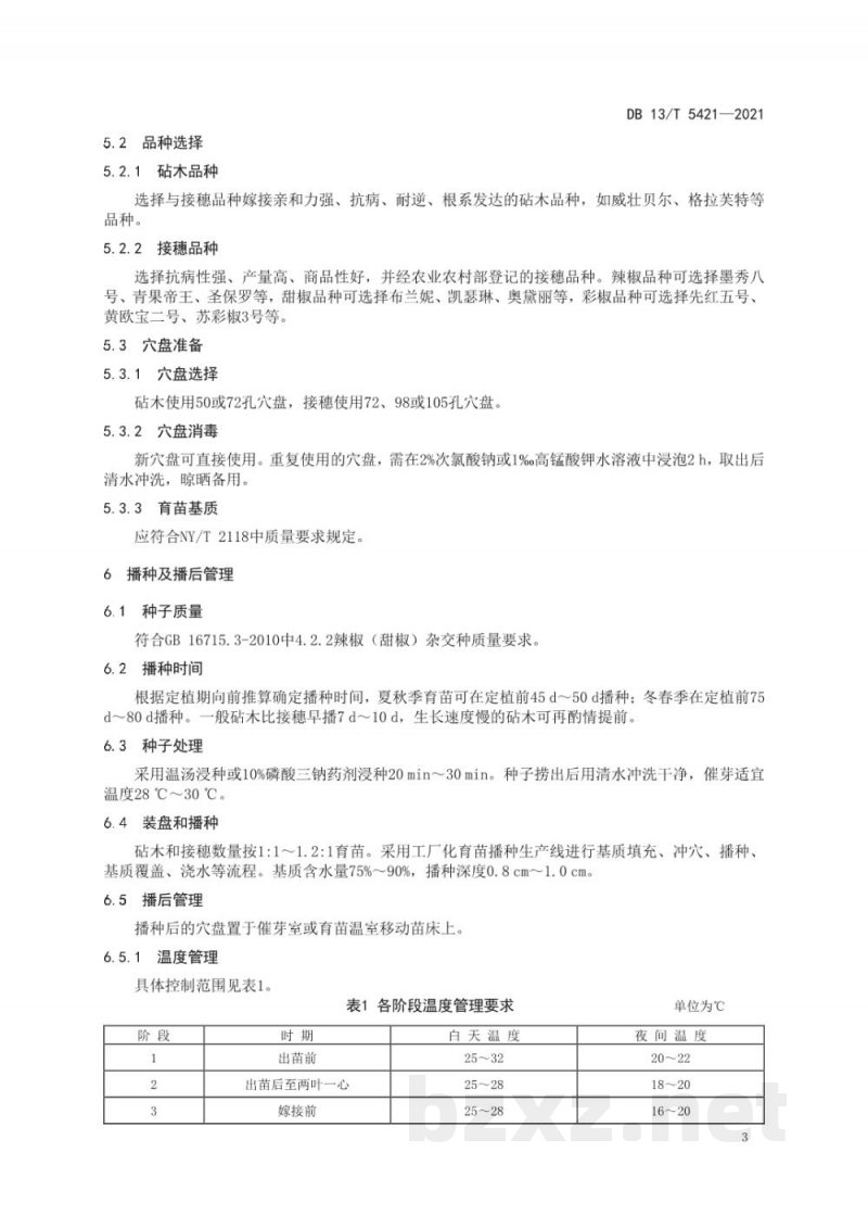 DB13/T 5421-2021辣椒工厂化嫁接育苗技术规程