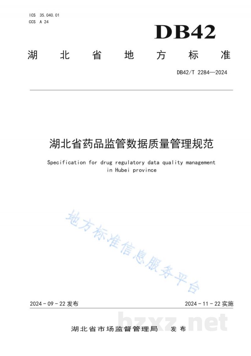 DB42/T 2284-2024湖北省药品监管数据质量管理规范