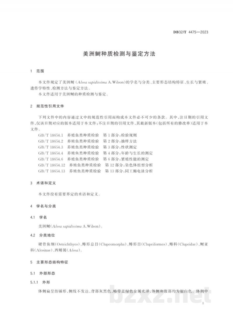 DB32/T 4475-2023美洲鲥种质检测与鉴定方法