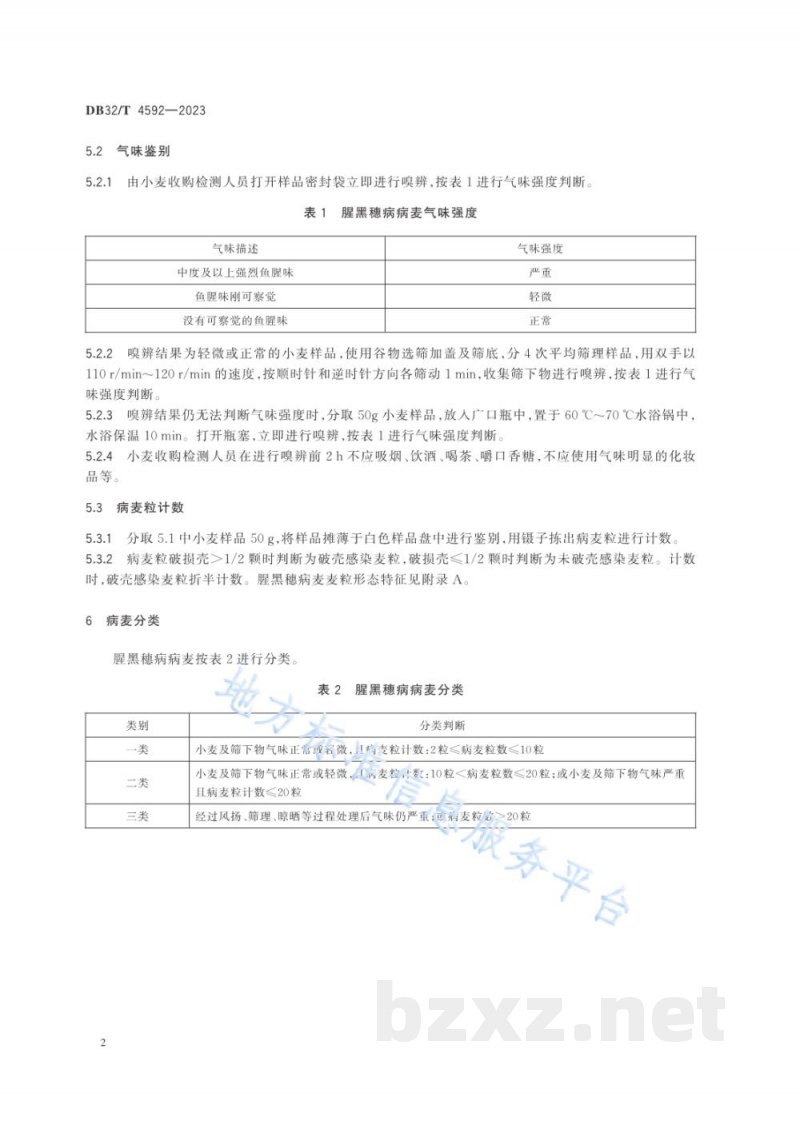 DB32/T 4592-2023小麦收购中腥黑穗病病粒的鉴别与病麦分类
