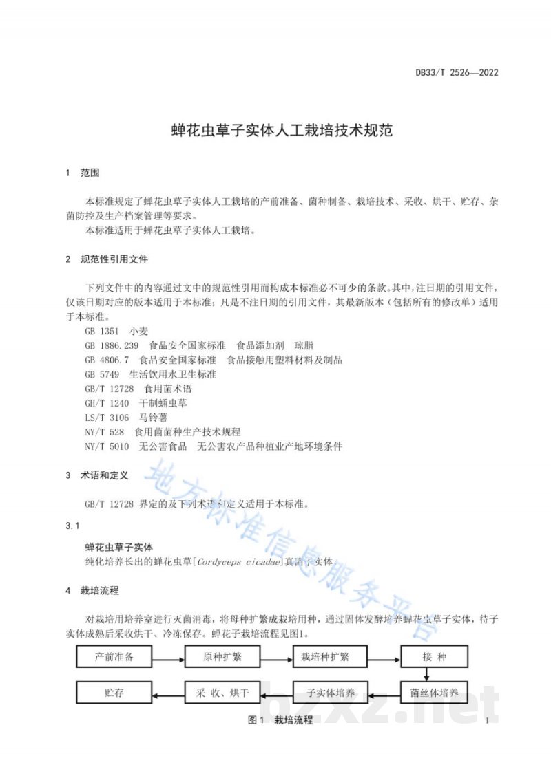 DB33/T 2526-2022蝉花虫草子实体人工栽培技术规范