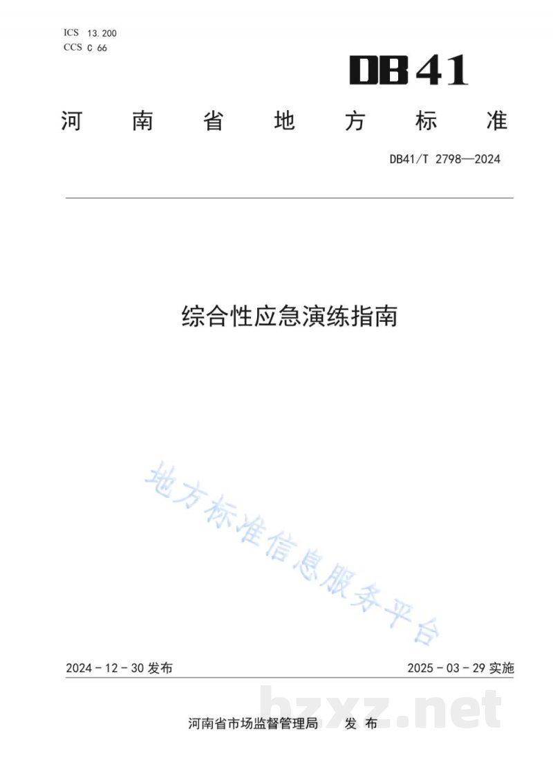 DB41/T 2798-2024综合性应急演练指南