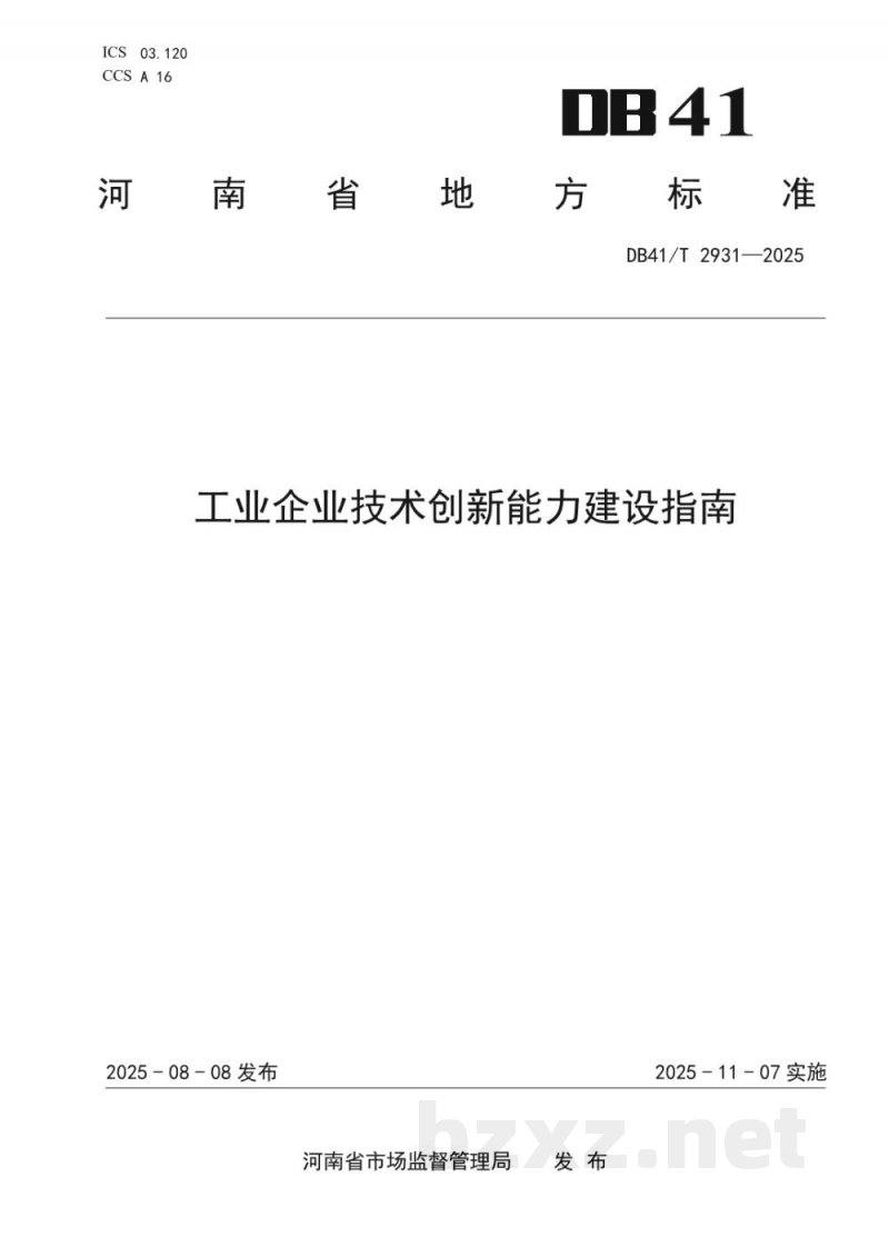 DB41/T 2931-2025工业企业技术创新能力建设指南