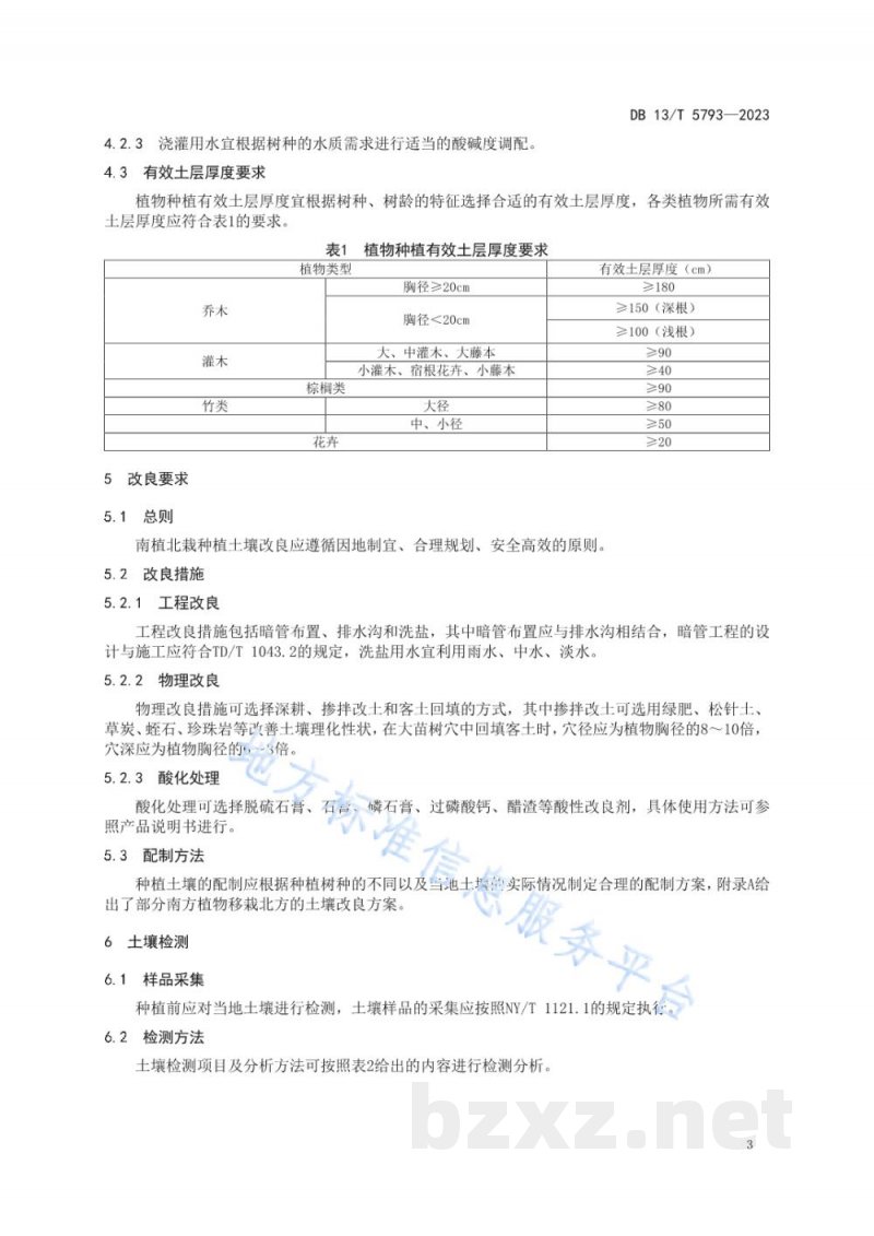 DB13/T 5793-2023南植北栽土壤改良技术要求