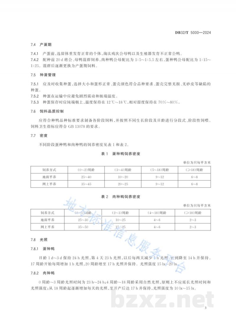 DB32/T 5000-2024种鸭旱养饲养管理技术规程