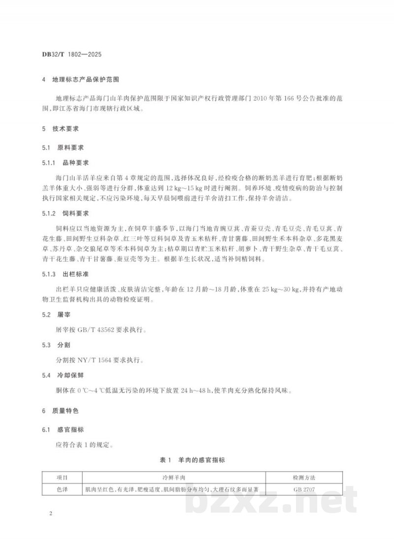 DB32/T 1802-2025地理标志产品 海门山羊肉