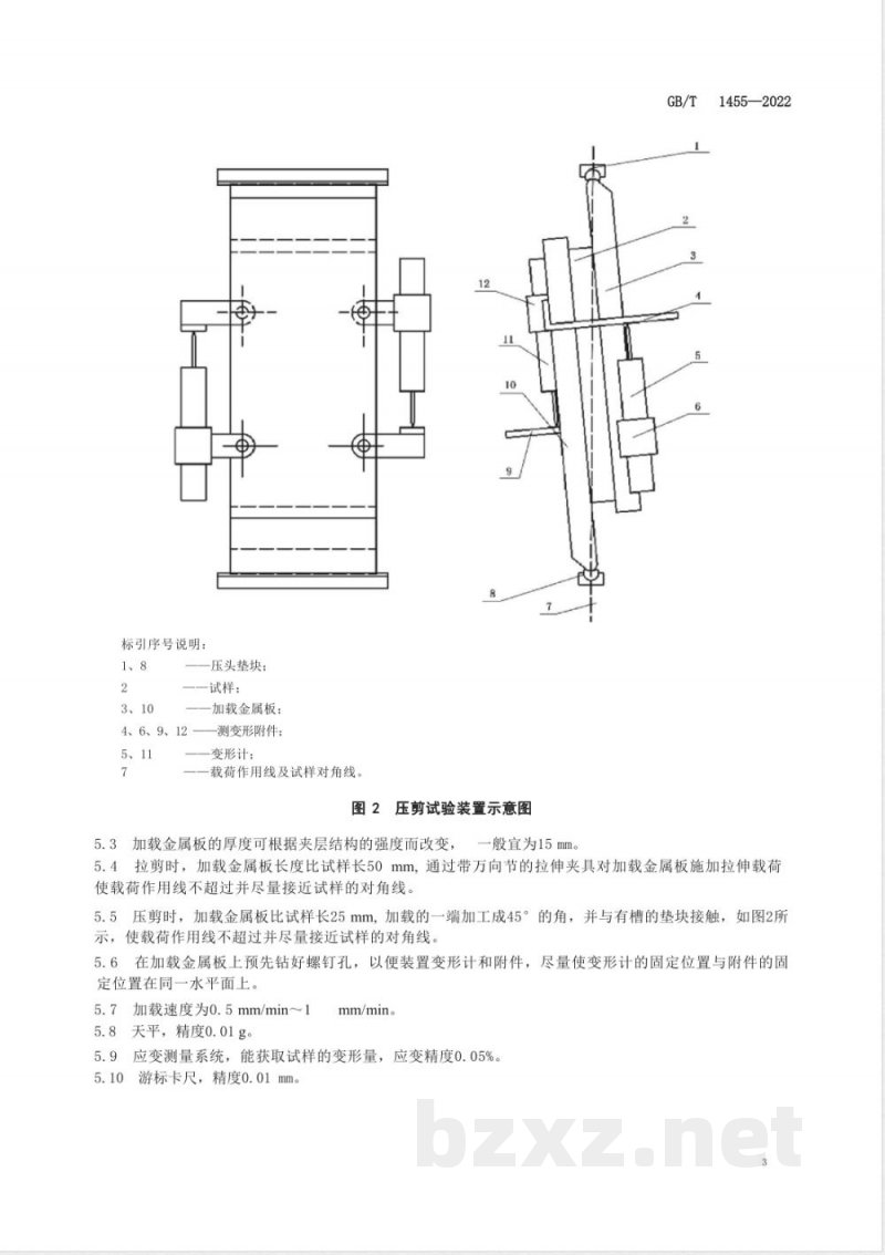 GB/T 1455-2022夹层结构或芯子剪切性能试验方法 