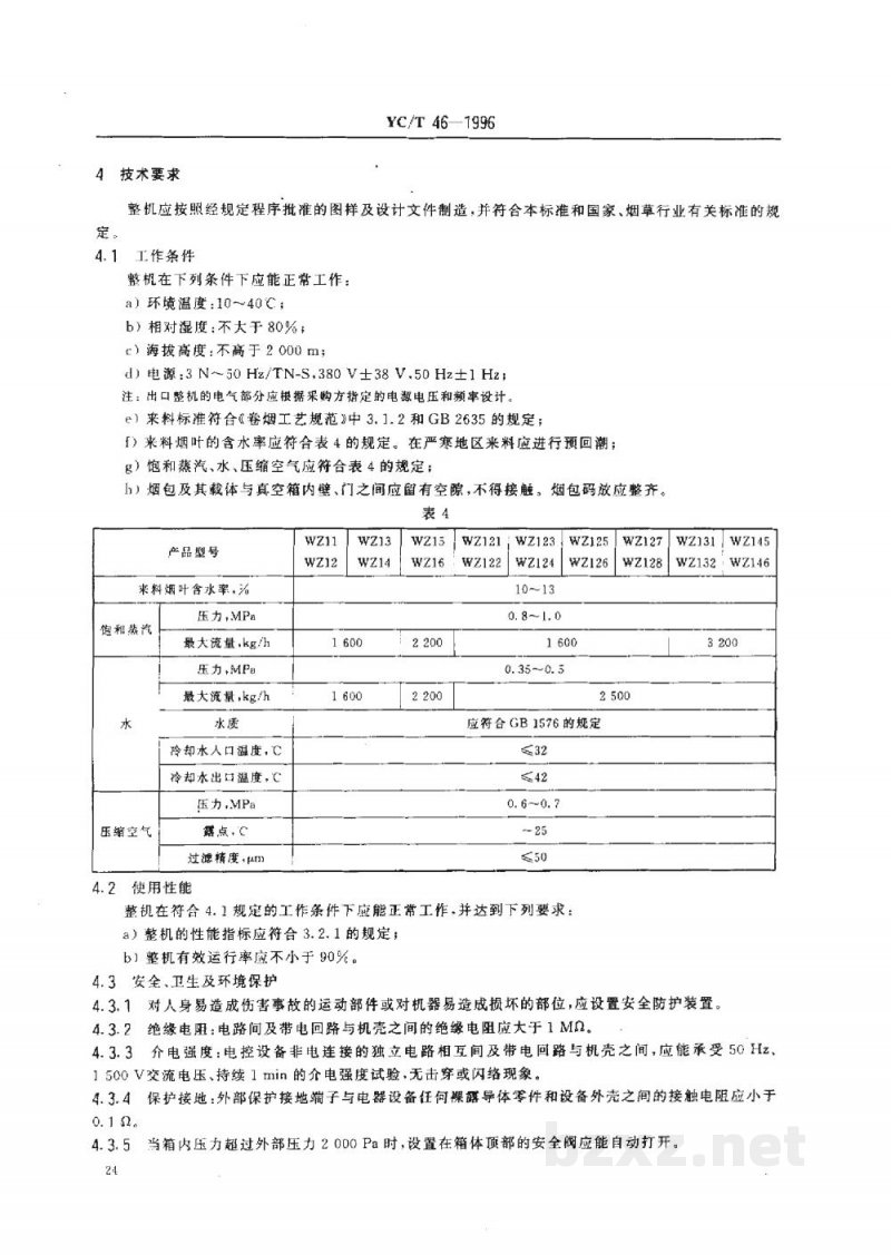 YC/T 46-1996烟草机械WZ11-16等型二级喷射式真空回潮机