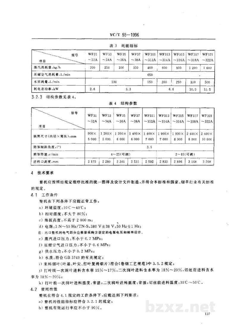YC/T 55-1996烟草机械WF31～38、WF311～318、WF321～322型滚筒式热风润叶机