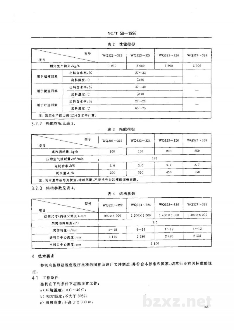 YC/T 58-1996烟草机械WQ321～328型滚筒式梗丝、叶丝、烟梗回潮机