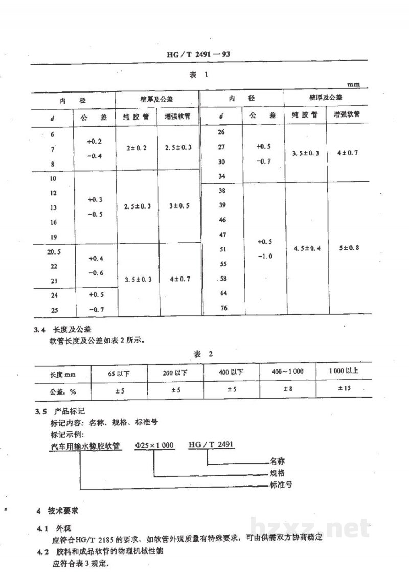 HG/T 2491-1993汽车用输水橡胶软管