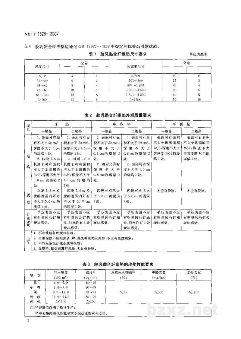 NY/T 1525-2007胶乳黏合纤维垫
