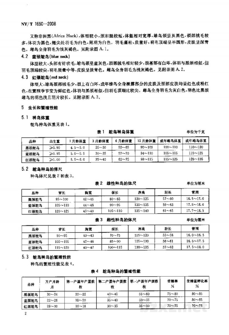 NY/T 1660-2008鸵鸟种鸟