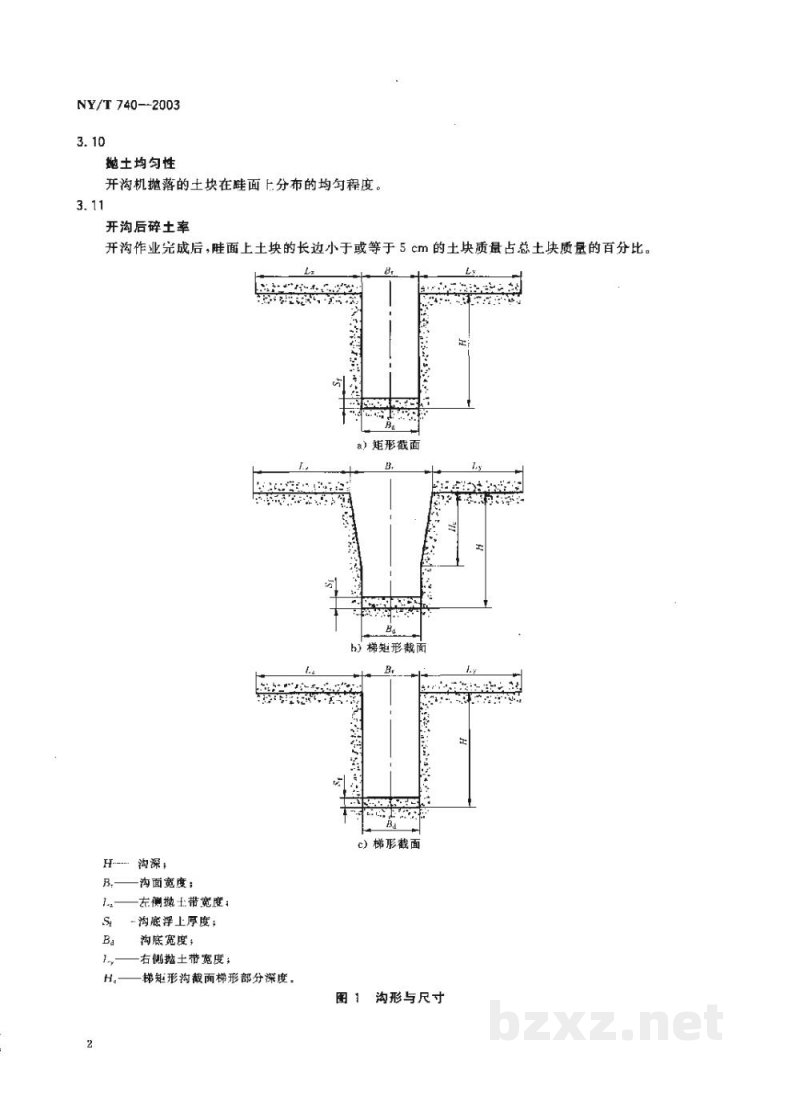 NY/T 740-2003田间开沟机械作业质量