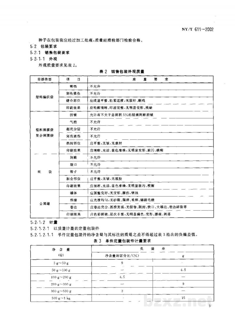 NY/T 611-2002农作物种子定量包装