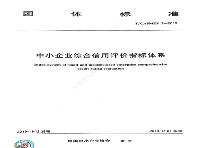 T/CASMES 3-2019中小企业综合信用评价指标体系