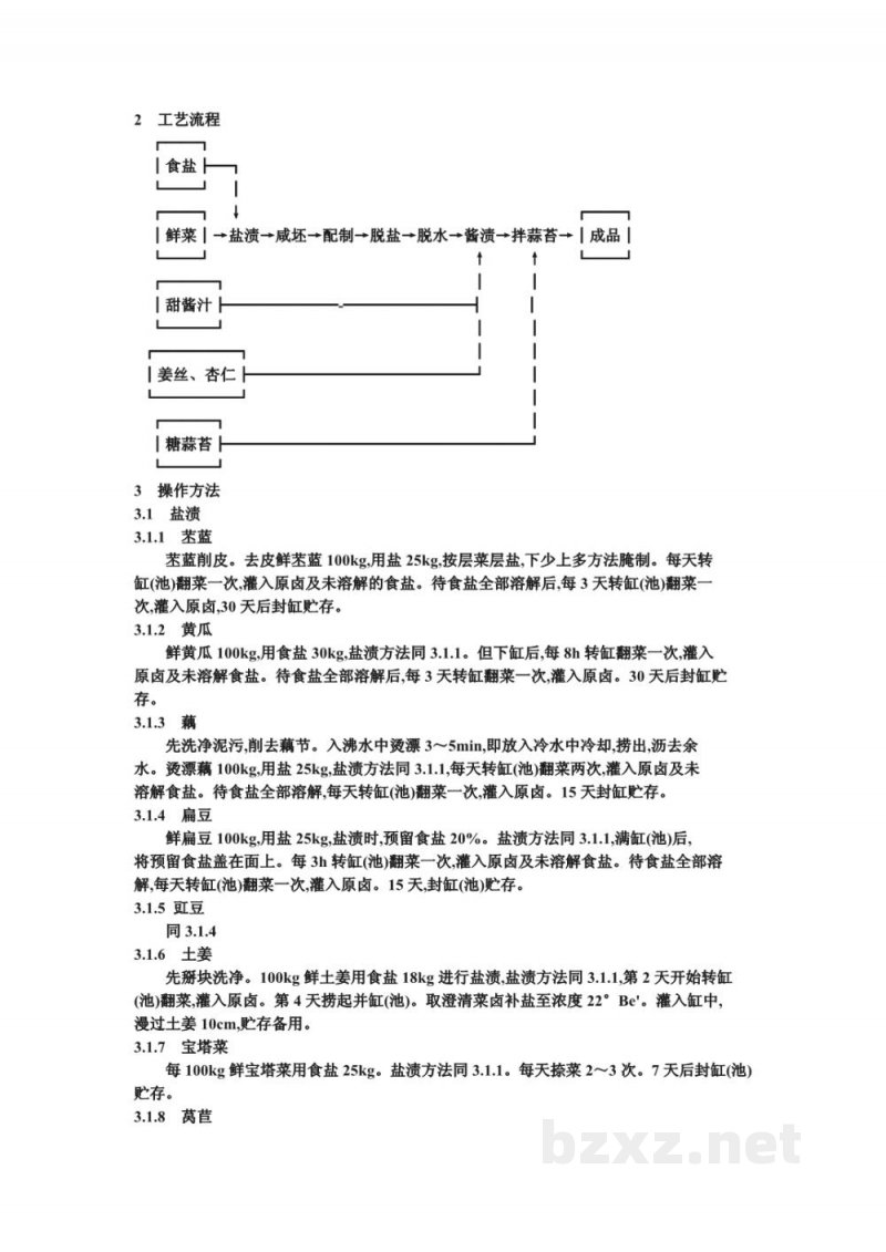 ZB X 10022-86酱汁渍菜生产工艺通用规程 常压渍菜法--八宝菜