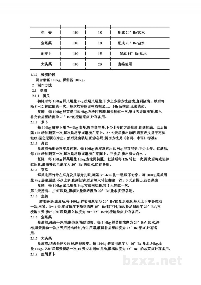 ZB X 10010-86甜酱渍菜生产工艺通用规程 酱什锦菜