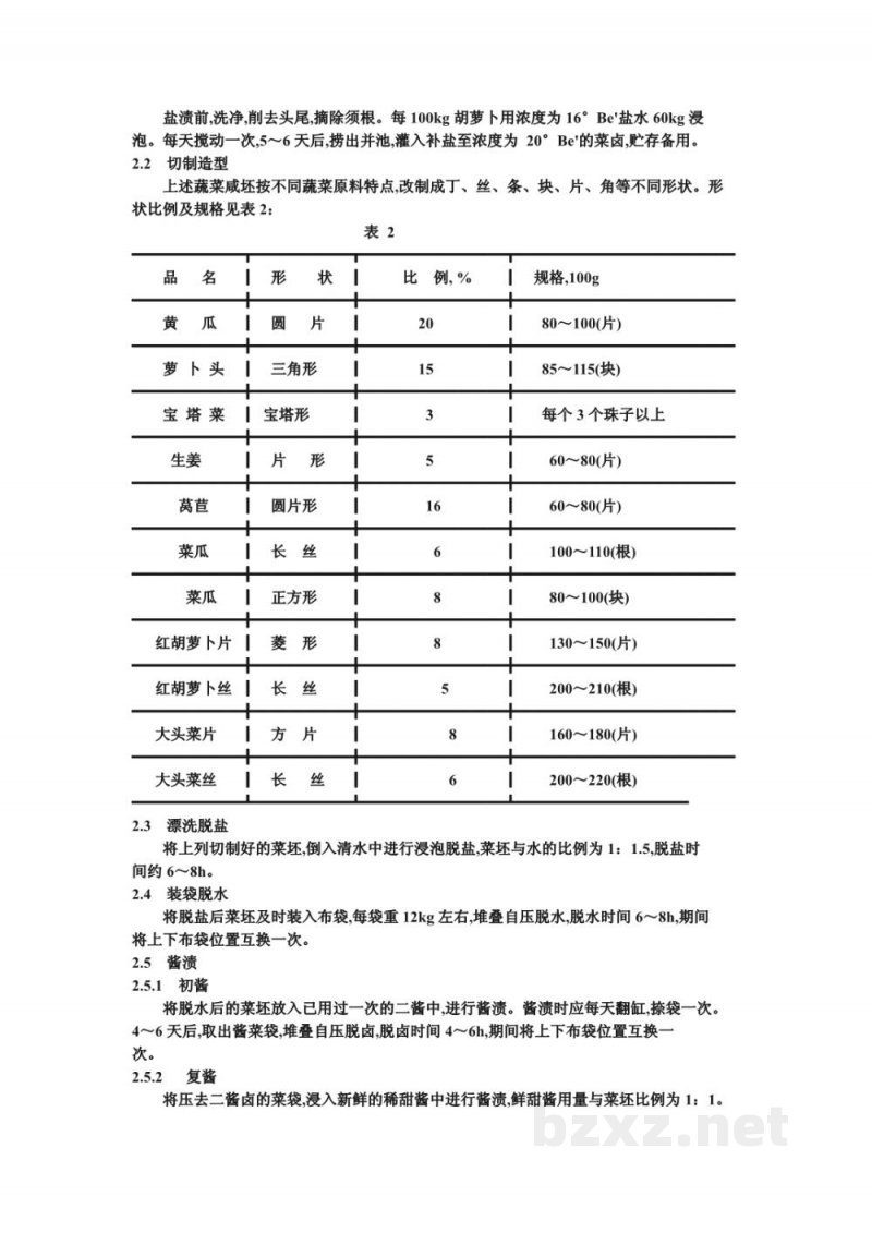 ZB X 10010-86甜酱渍菜生产工艺通用规程 酱什锦菜
