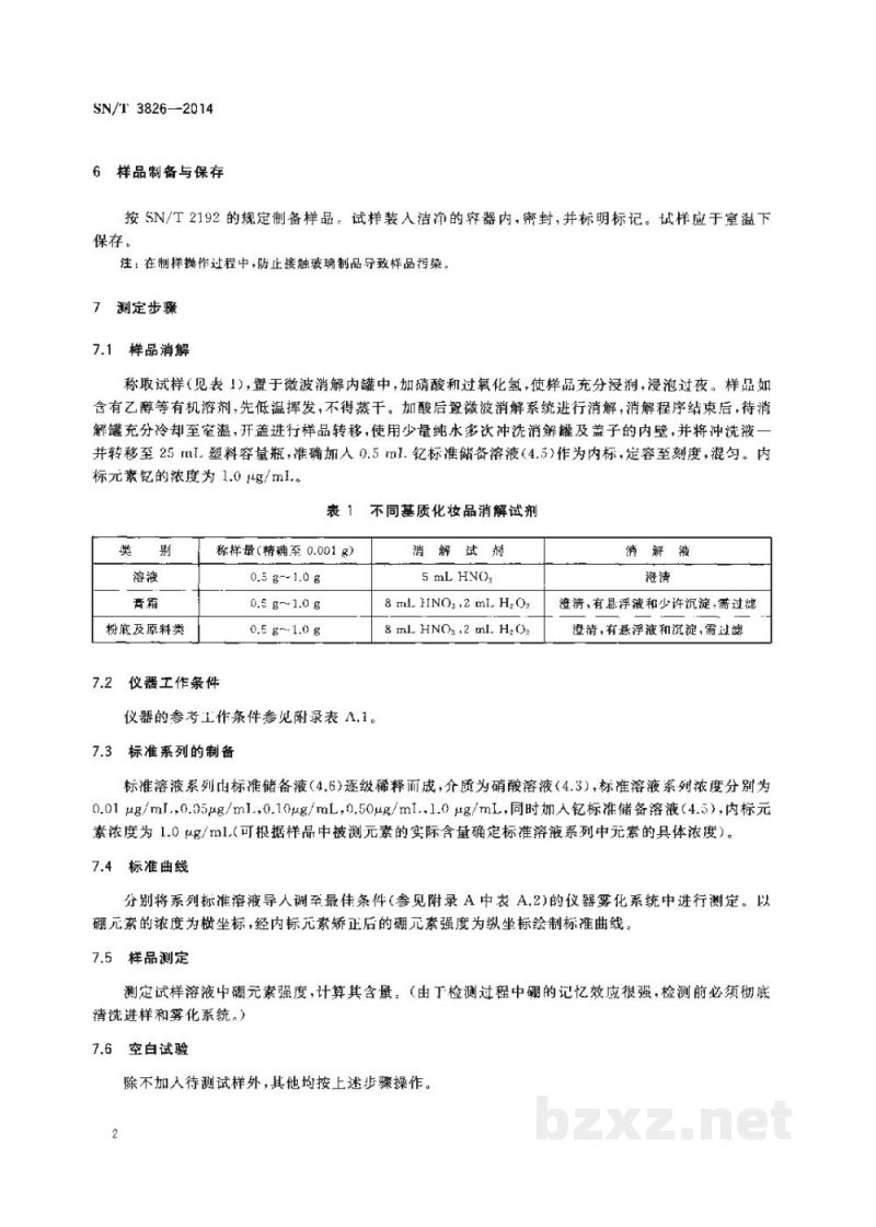 SN/T 3826-2014进出口化妆品中硼酸和硼酸盐含量的测定　电感耦合等离子体原子发射光谱法