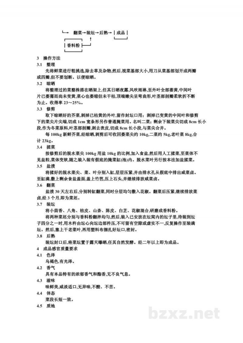 ZB X 10053-86半干态盐渍菜生产工艺通用规程 川冬菜