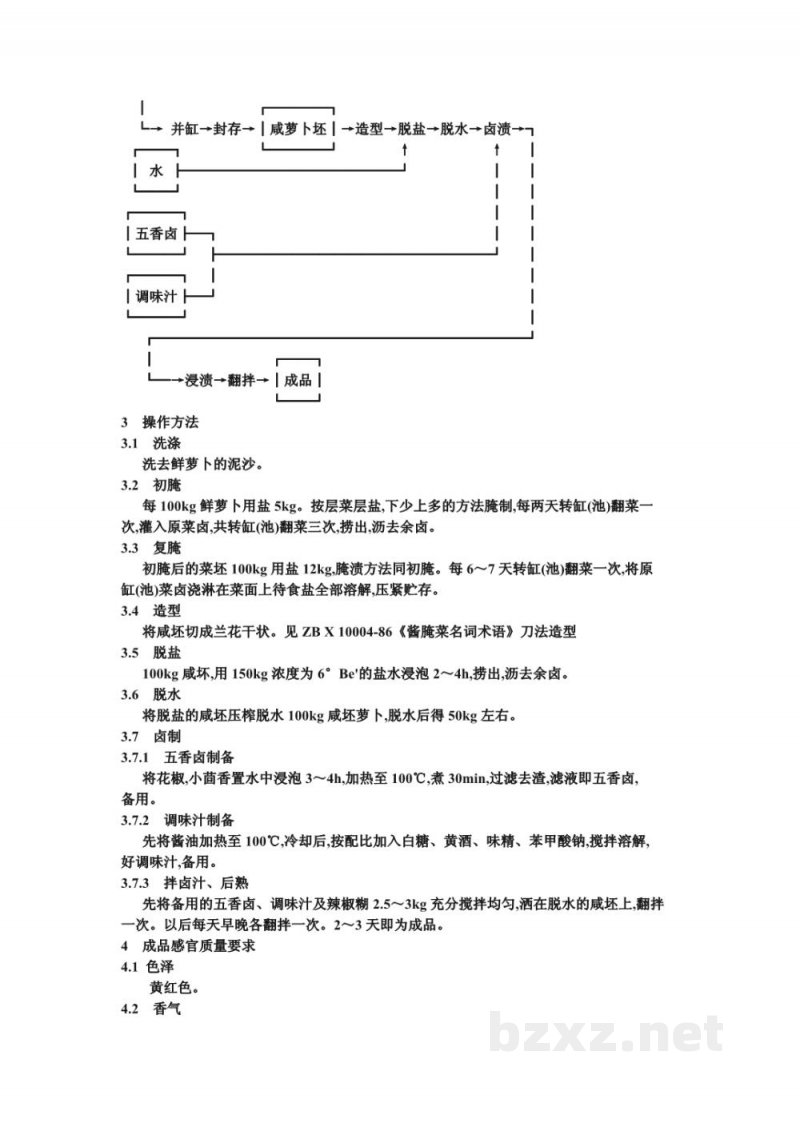 ZB X 10035-86酱油渍菜生产工艺通用规程 榨菜萝卜