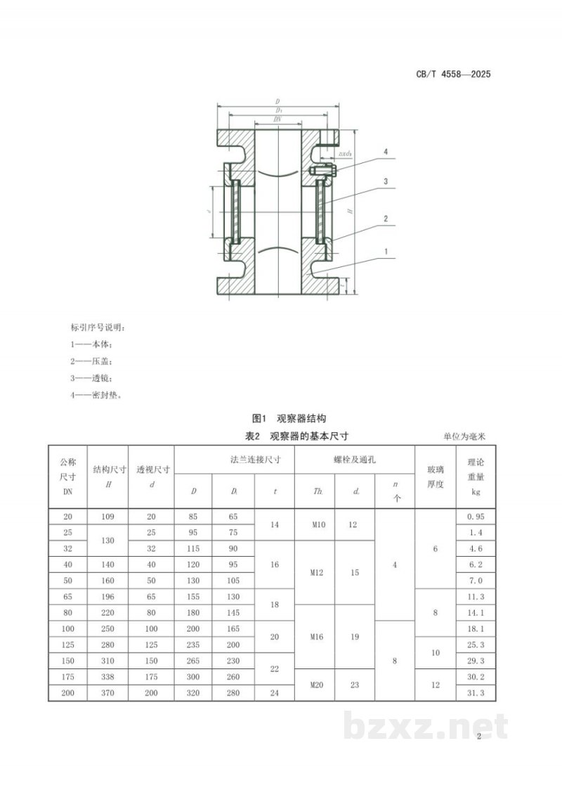 CB/T 4558-2025 J类法兰铸铁液流观察器