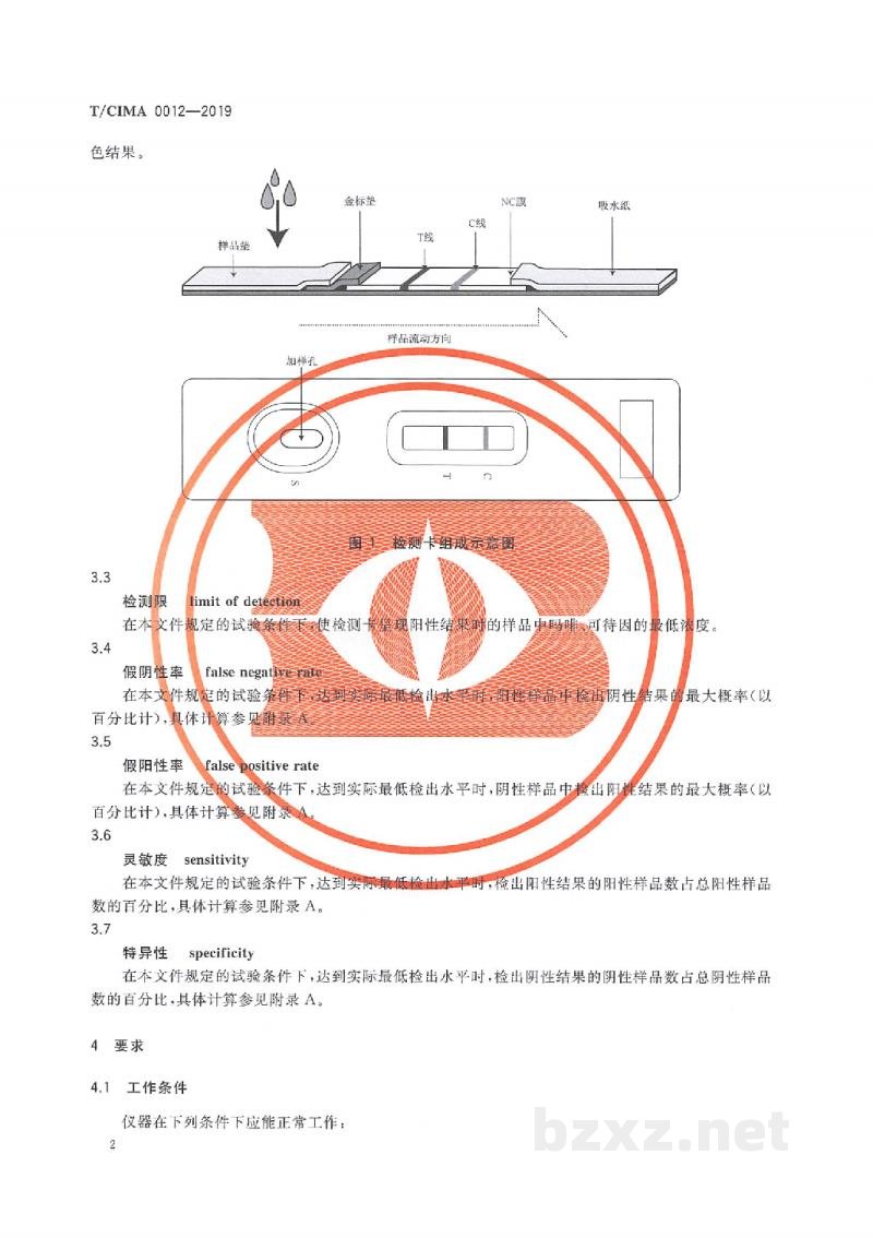 T/CIMA 0012-2019火锅底料中吗啡、可待因胶体金免疫层析检测卡