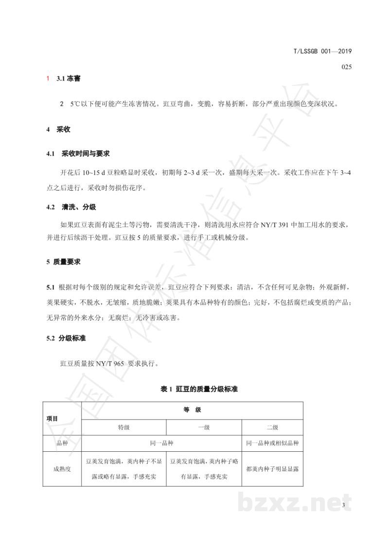T/LSSGB 001-025-2019丽水山耕：豇豆贮运技术规程