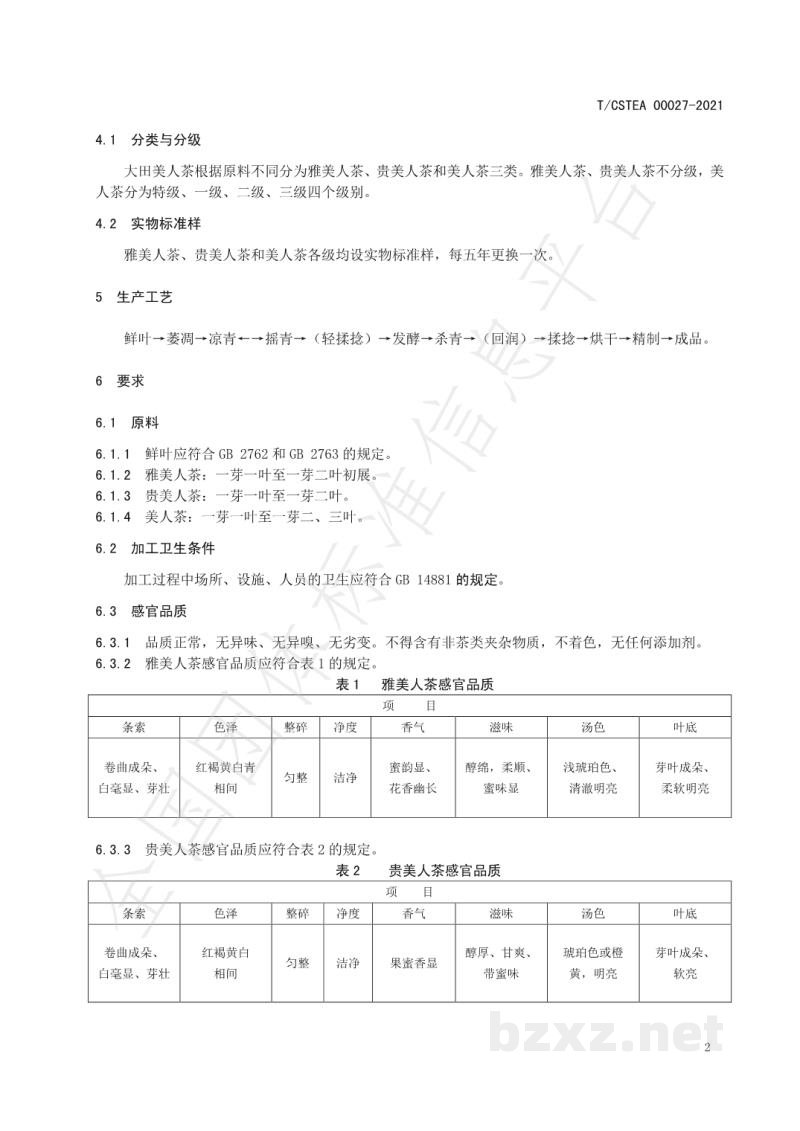 T/CSTEA 00027-2021大田美人茶