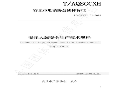 T/AQSGCXH 01-2019安丘大葱安全生产技术规程