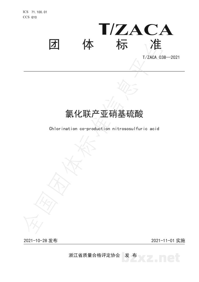 T/ZACA 038-2021氯化联产亚硝基硫酸