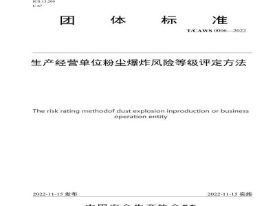 T/CAWS 0006-2022生产经营单位粉尘爆炸风险等级评定方法