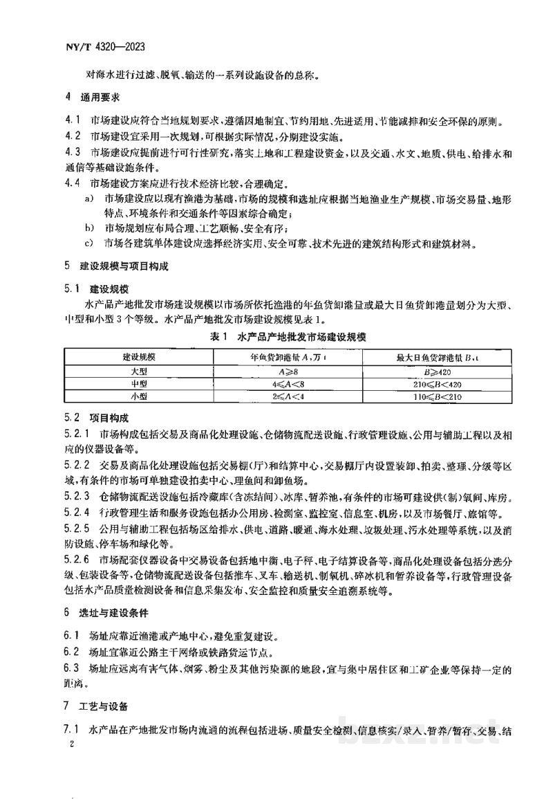 NY/T 4320-2023水产品产地批发市场建设规范