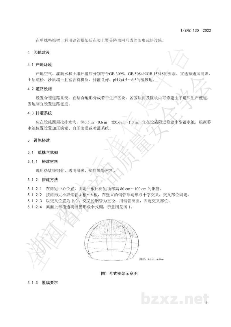 T/ZNZ 130-2022杨梅设施栽培技术规范